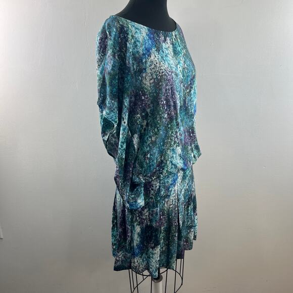 Mado Et Les Autres Green Blue Top and Skirt Set Marble Print Boat Neck Size 36 - Picture 5 of 11